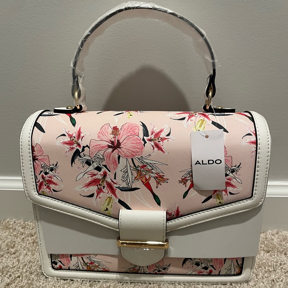 NWT Aldo White Floral Tote Bag